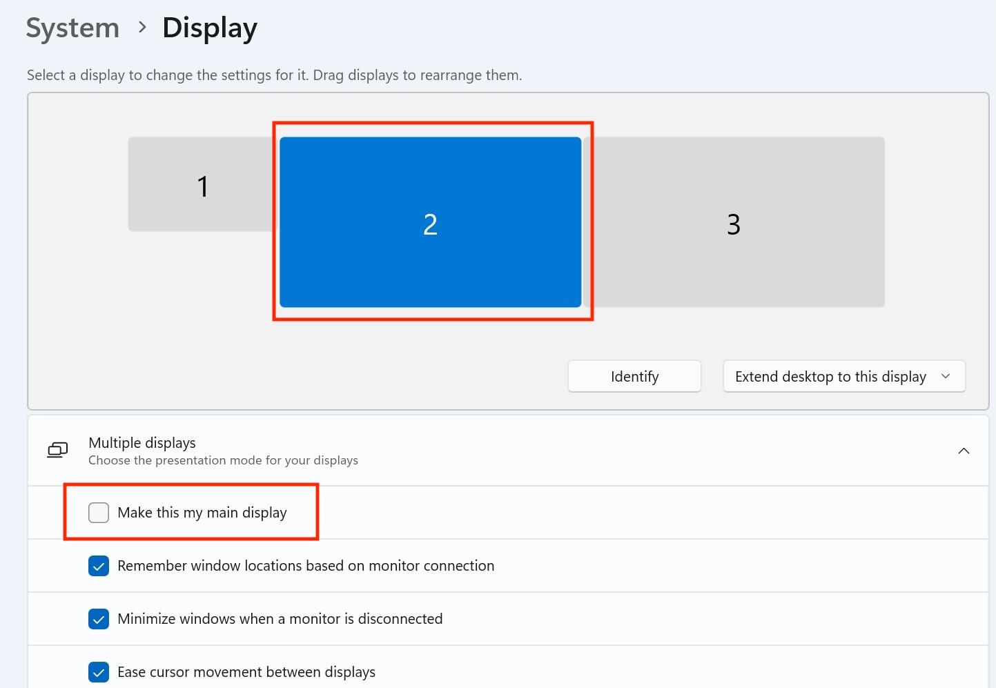 Make Display 2 the 'Main' Display
