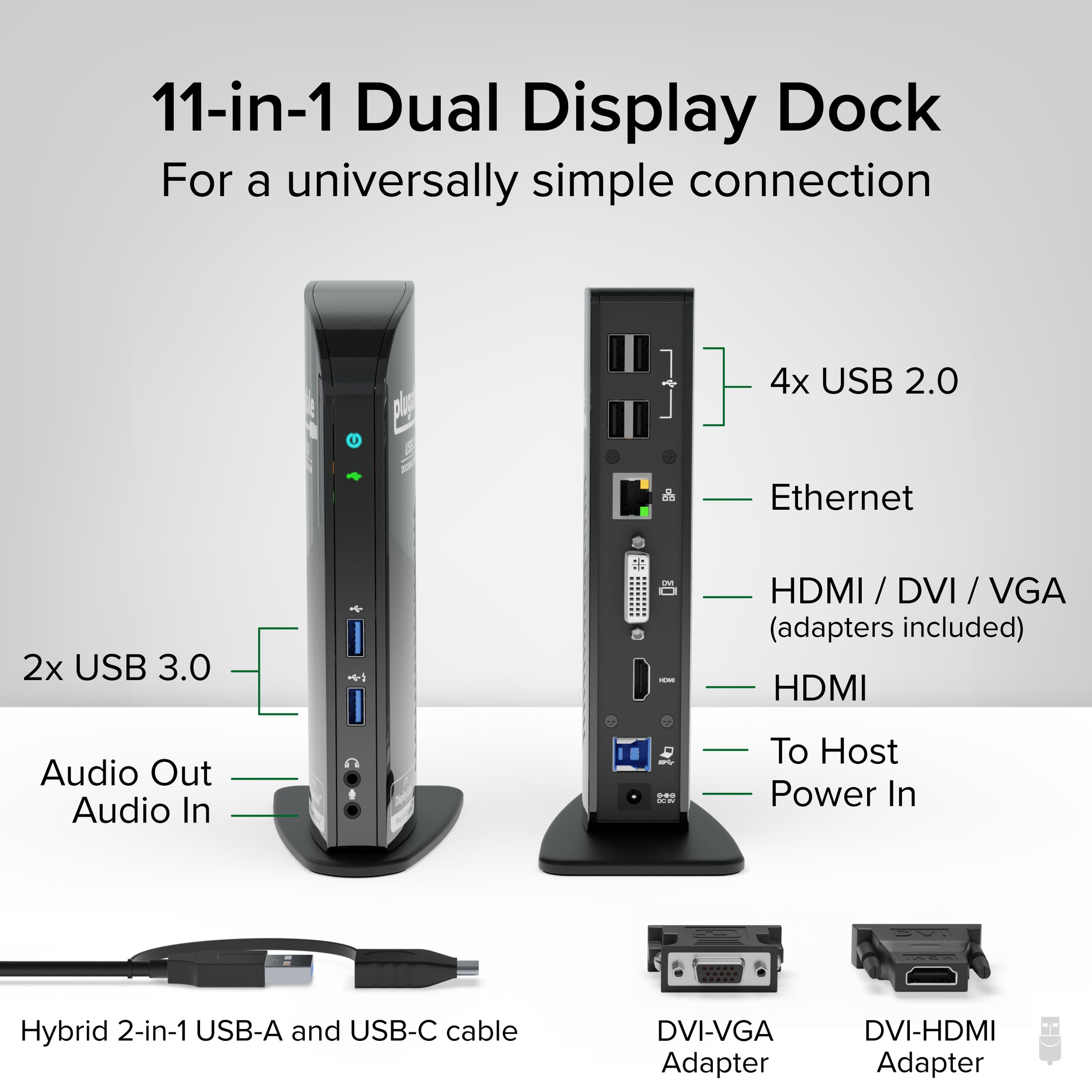 Plugable Universal Dual Monitor Docking Station - UD-3900 (Prior Version)
