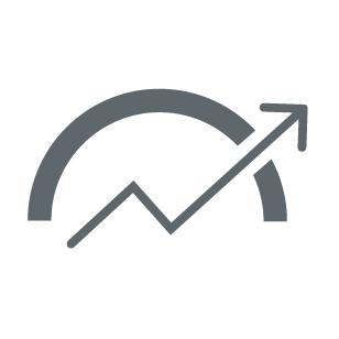 An arrow that climbs up and bursts through the gauge, signaling a substantial increase of network speed. 
