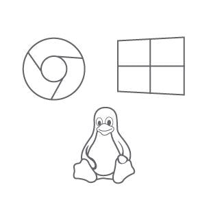 A visual showing the Google Chrome, Windows, and Linux operating system.
