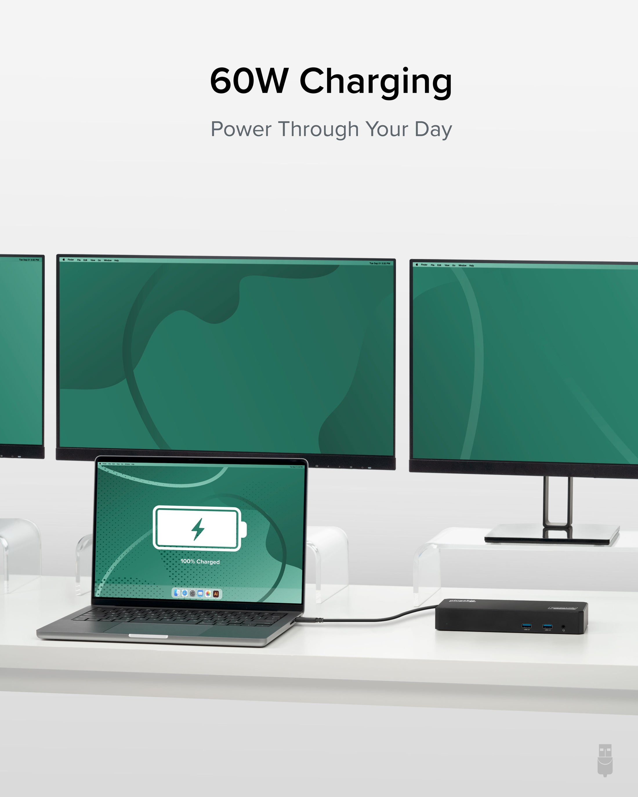 Plugable USB-C Docking Station, 4K Triple Monitors, 60W Laptop Charging (Prior Version)