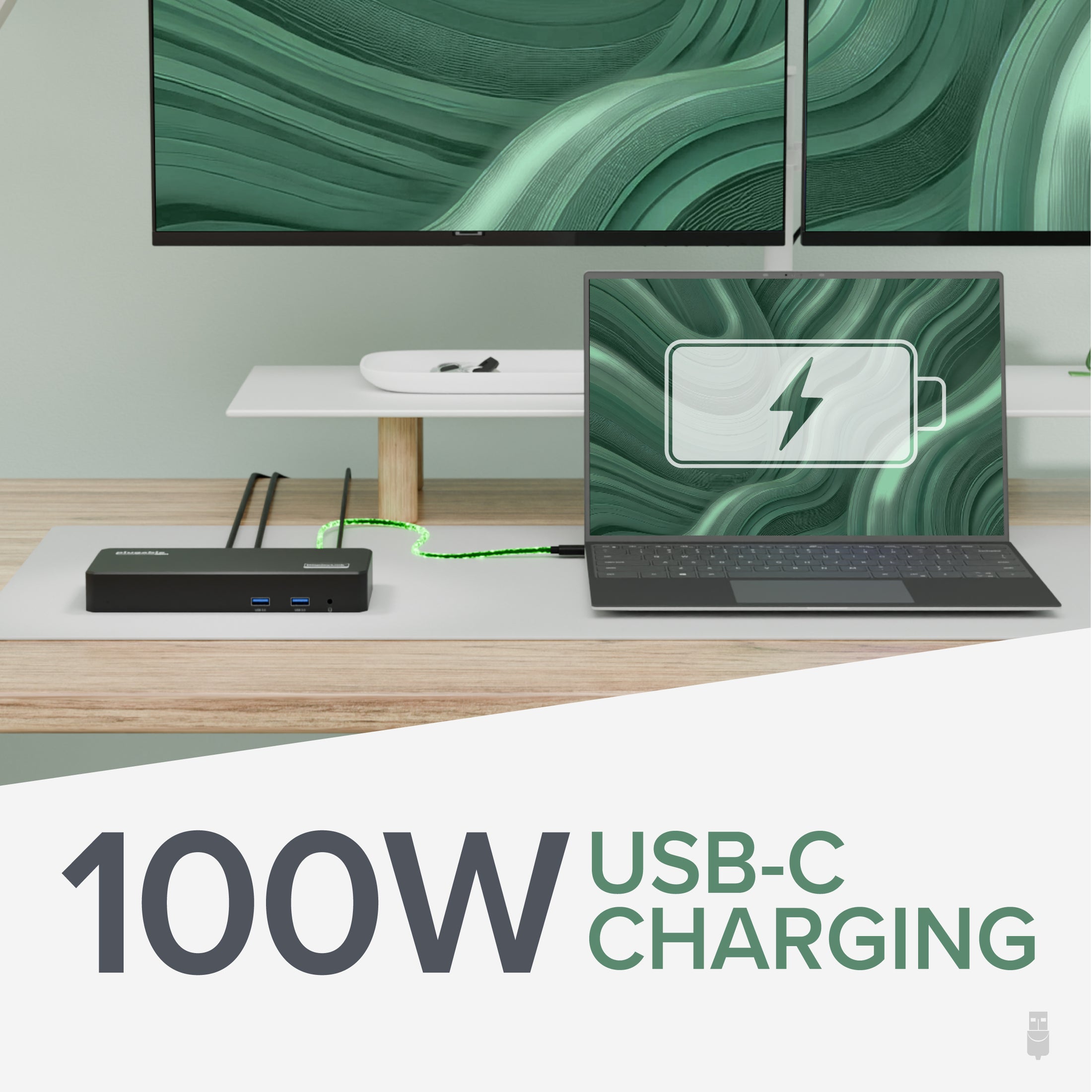 Plugable USB-C Triple Monitor Docking Station, 100W Laptop Charging (B-Stock)