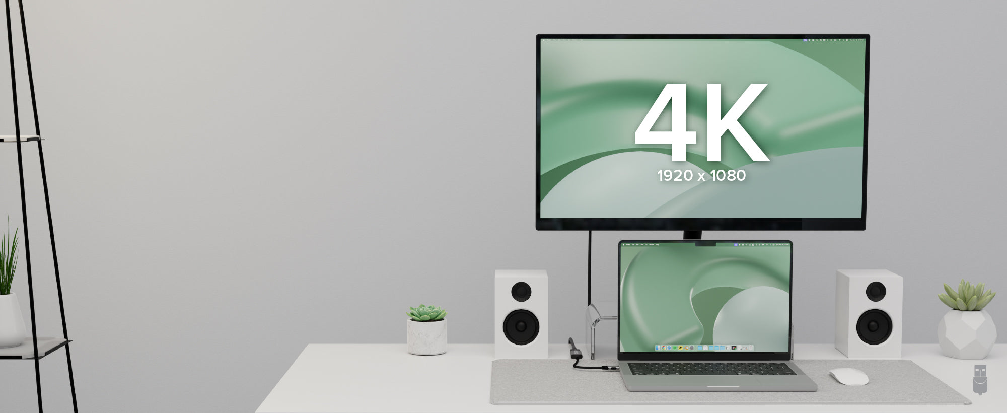Plugable USBC-HDMI8K connected to a standard 16:9 aspect ratio 4K monitor.