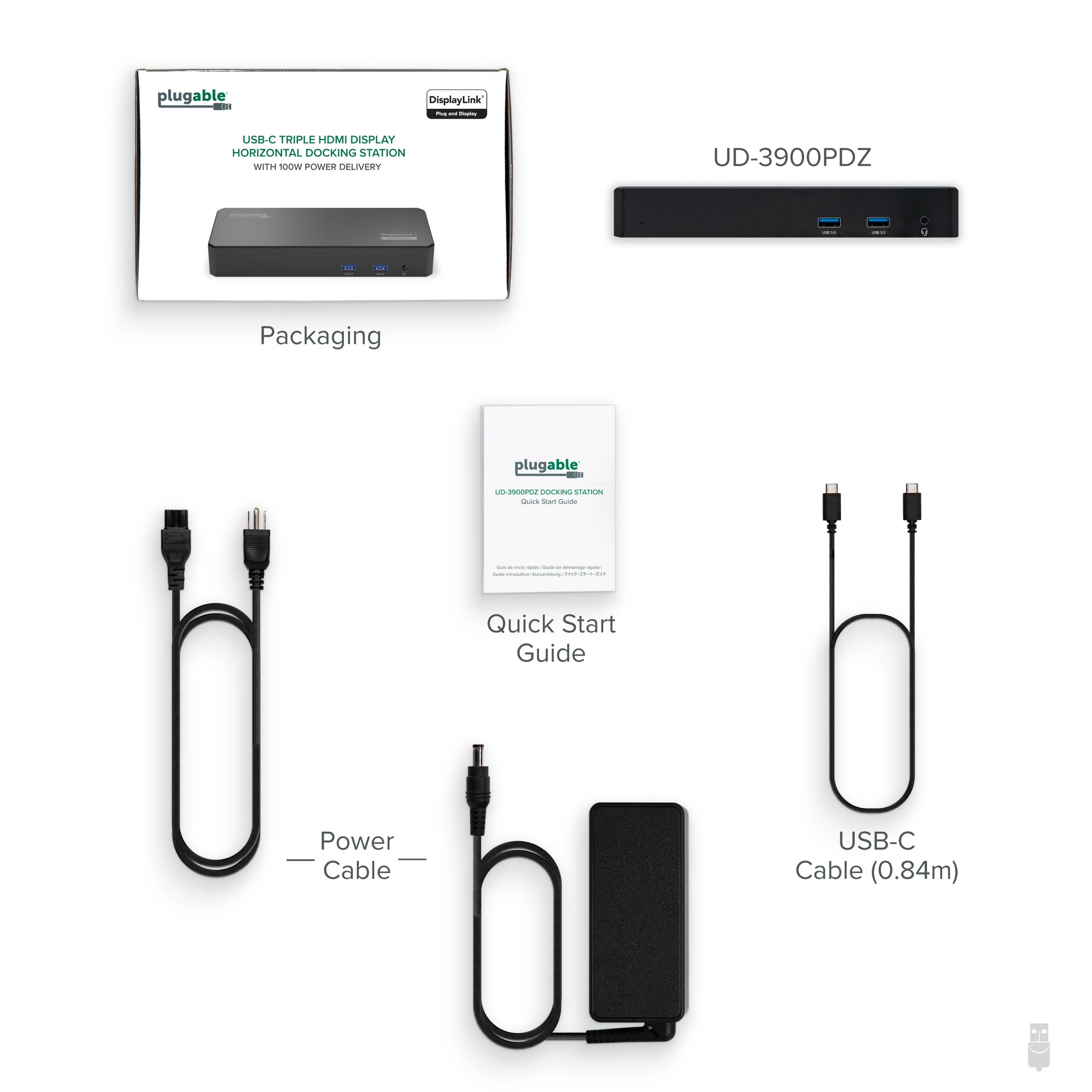 Plugable USB-C Triple Monitor Docking Station, 100W Laptop Charging (B-Stock)