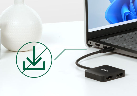 Connects to your laptop with no driver download necessary.