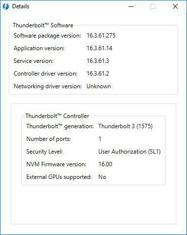 Thunderbolt software will show you information about the controller
