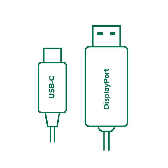 Image of the connectors of the Plugable USB-C to DisplayPort adapter