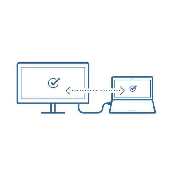 Image of the Plugable USBC-HDMI, connecting a MacBook to a secondary display