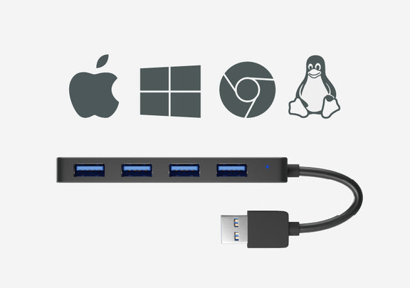 Logos for compatible operating systems like Mac, Windows, Chrome, and Linux.