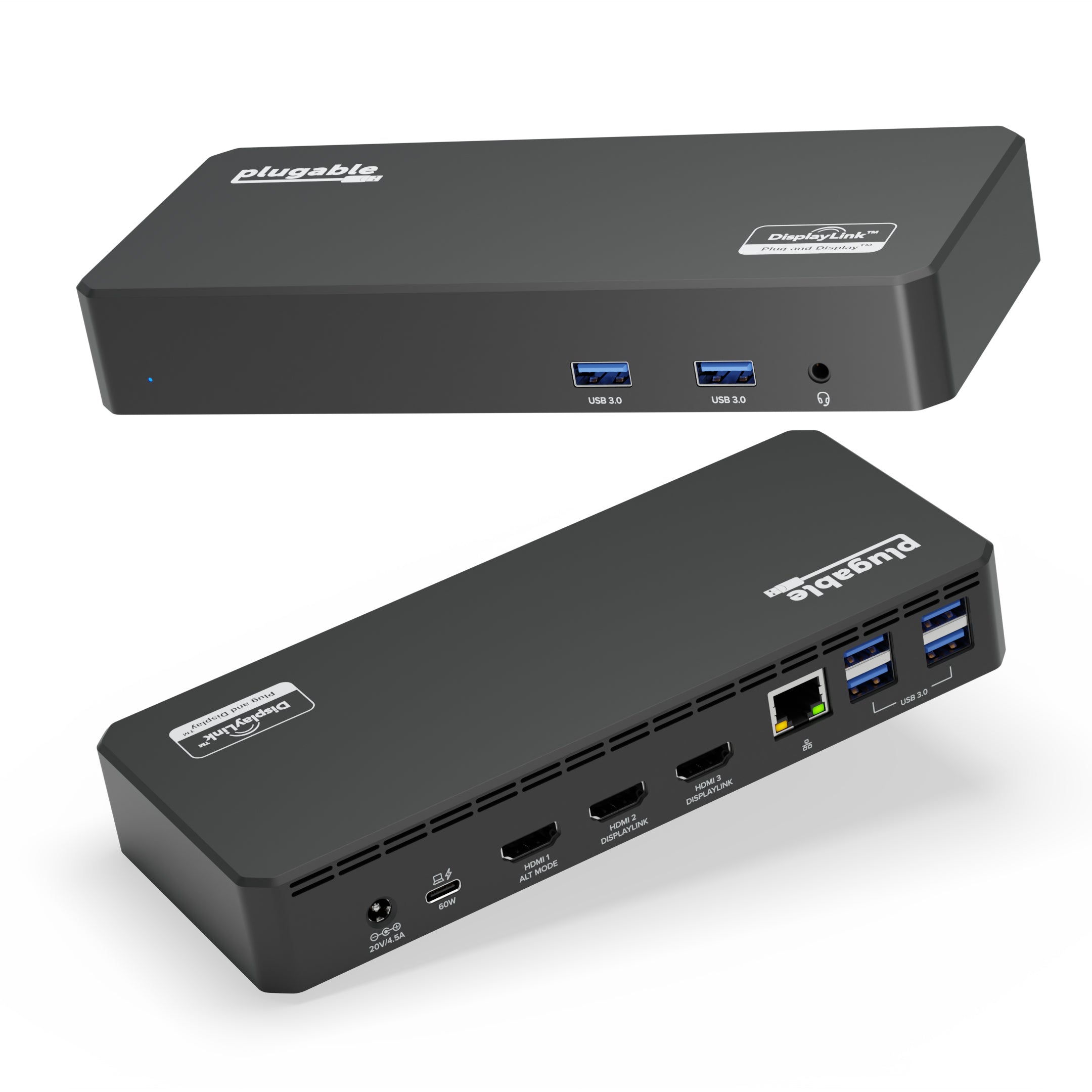 Plugable USB-C Triple Monitor Docking Station, 60W Laptop Charging (Prior Version)