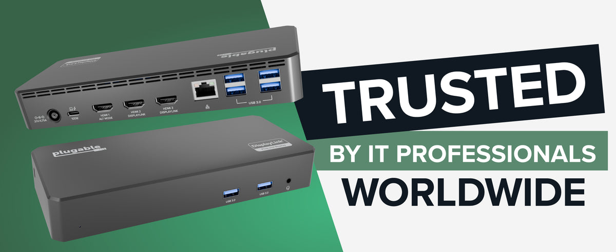 Laptop docking station 3 monitors with DisplayLink, USB 3.0, and Ethernet for IT pros.