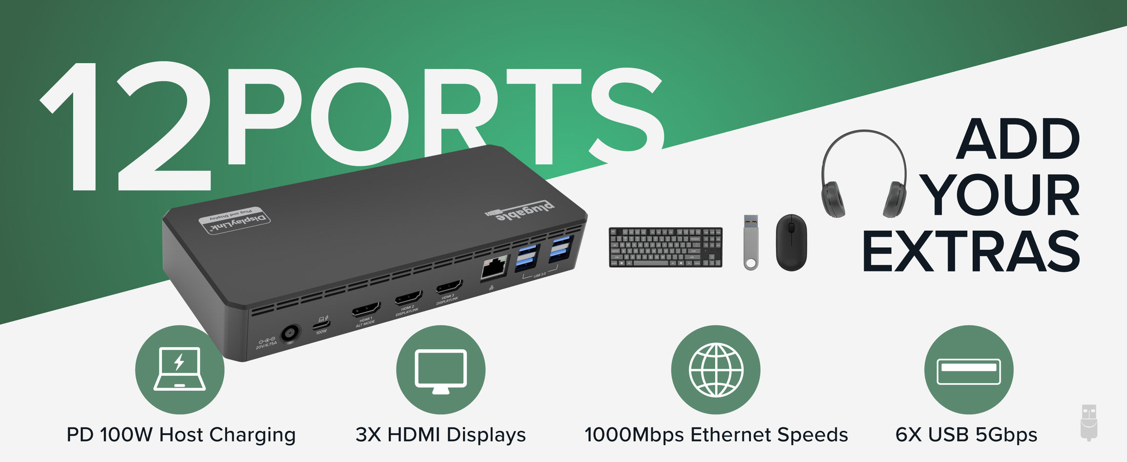 USB C dock allows quick plug-and-play access to your essential USB, HDMI, and Ethernet peripherals