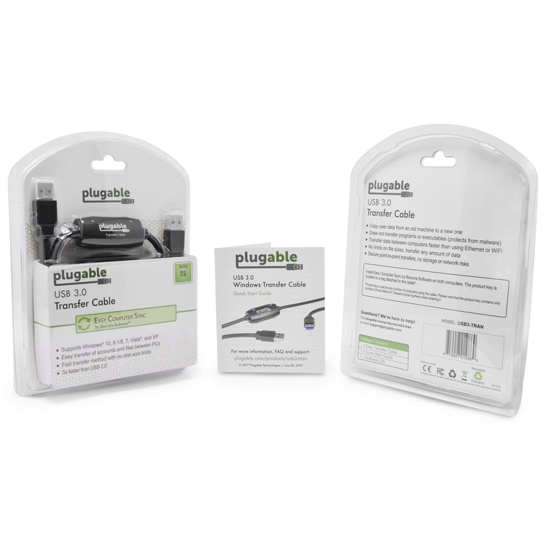 Photo showing the packaging and manual for the USB 3.0 easy transfer cable