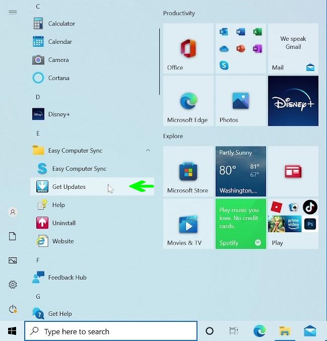 windows 10 get updates search