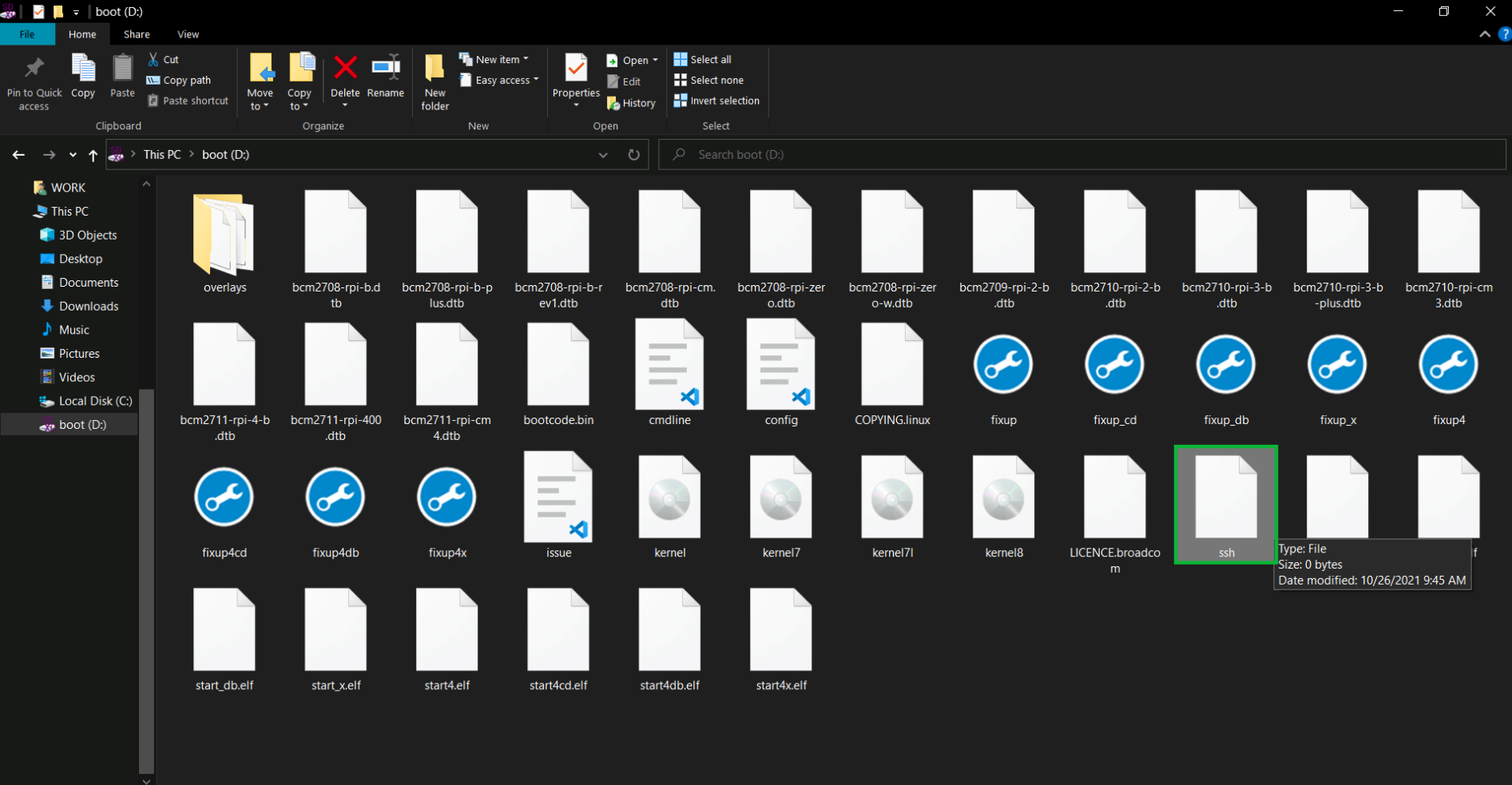 Copy ssh file to SDCard