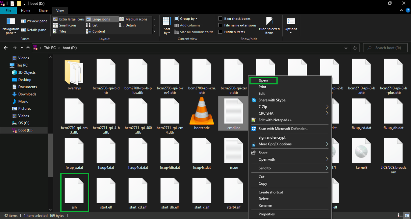 Edit cmdline.txt file