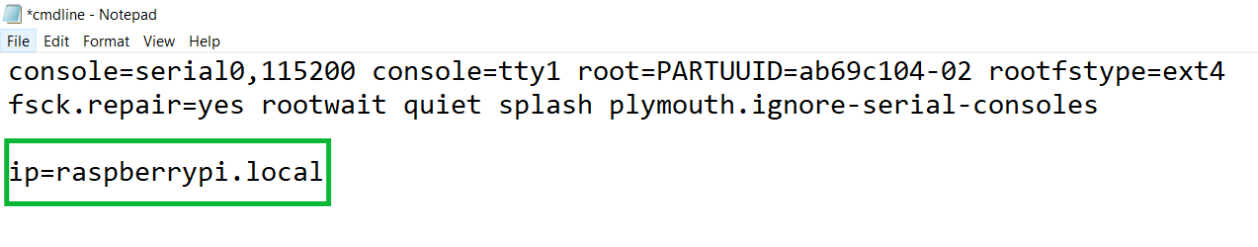 Edit cmdline.txt file