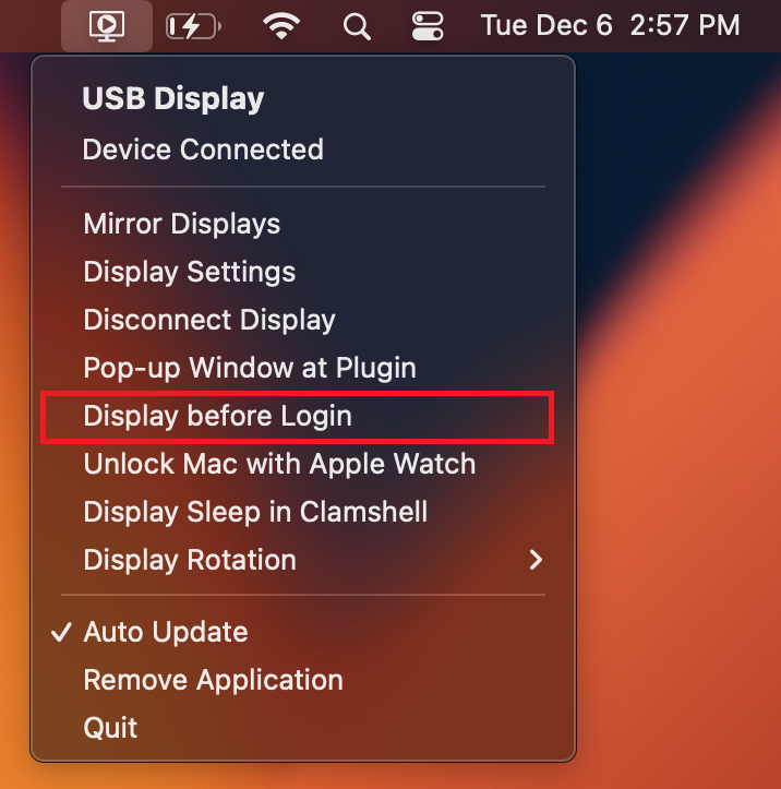InstantView Display at Login