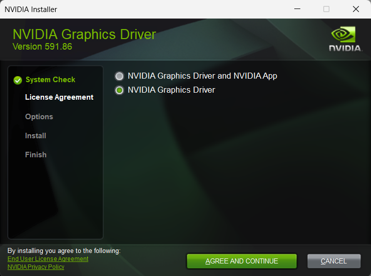 NVIDIA graphics driver system check