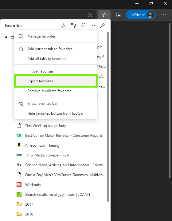 Export Bookmarks