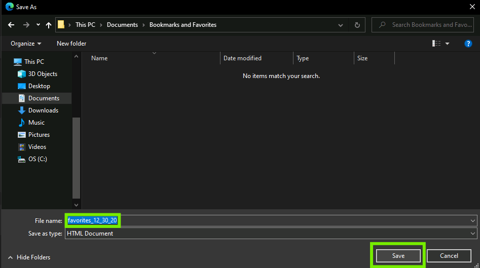 Export Bookmarks