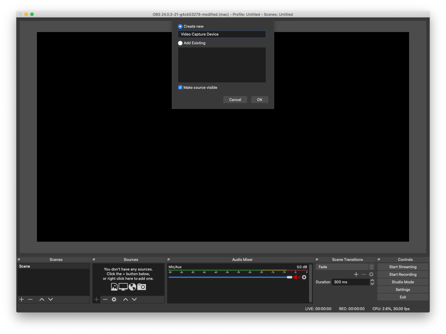 Name video capture device source in OBS