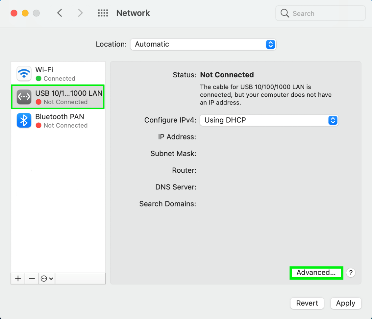 Manually Add Ethernet Adapter To macOS