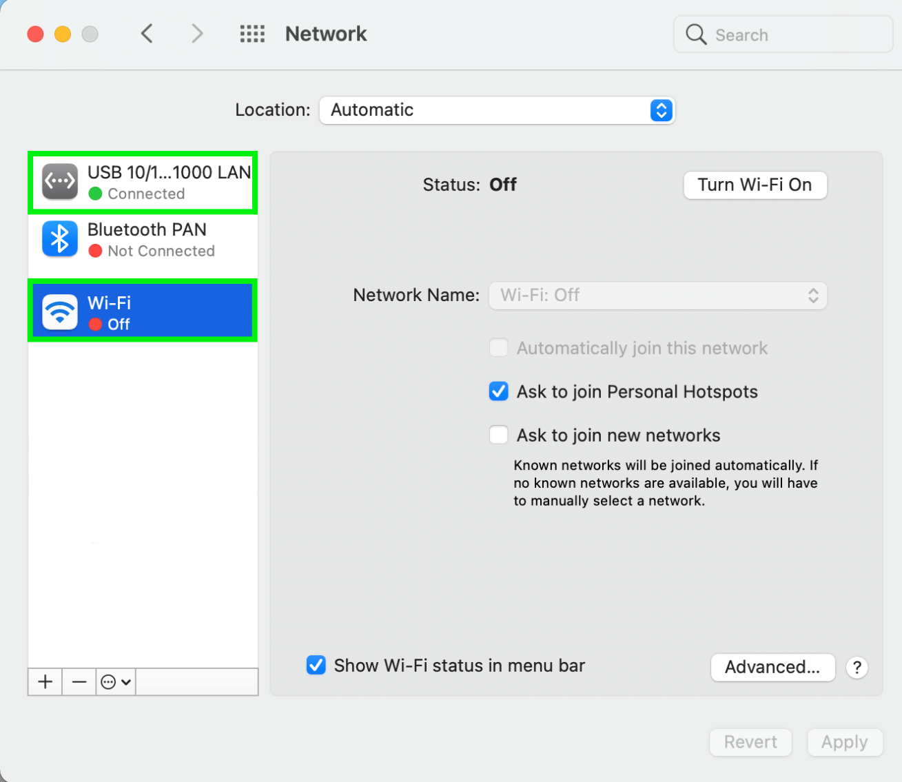 Manually Add Ethernet Adapter to macOS