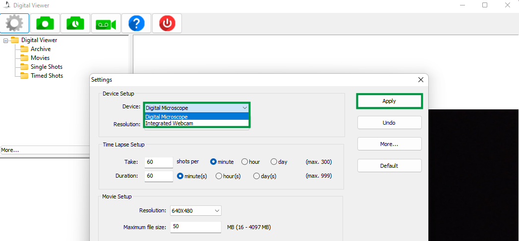 Digital Viewer Settings