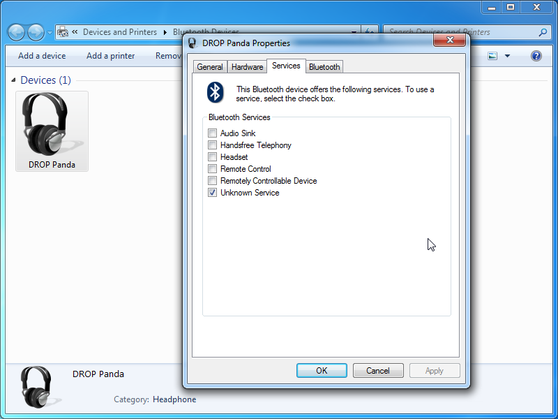 Bluetooth audio device with most audio services deselected by default