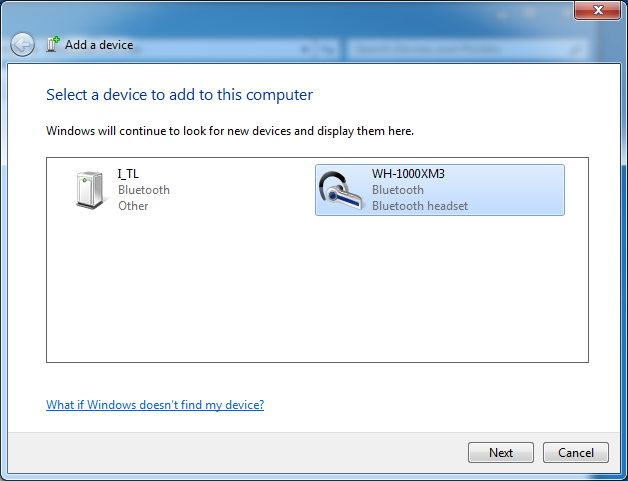 Select Bluetooth device for pairing from scanned device list