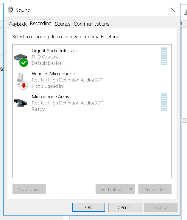 Windows sound devices